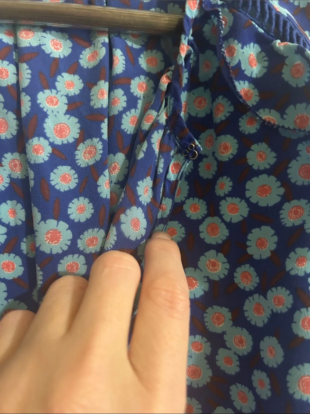 Kate Spade Blue Floral Cold-Shoulder Women's Top 100% silk